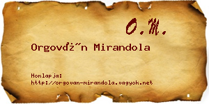 Orgován Mirandola névjegykártya